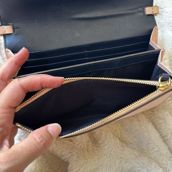 Tory Burch Robinson Leather Chain Wallet Crossbody Bag Shell Pink - Picture 8 of 10